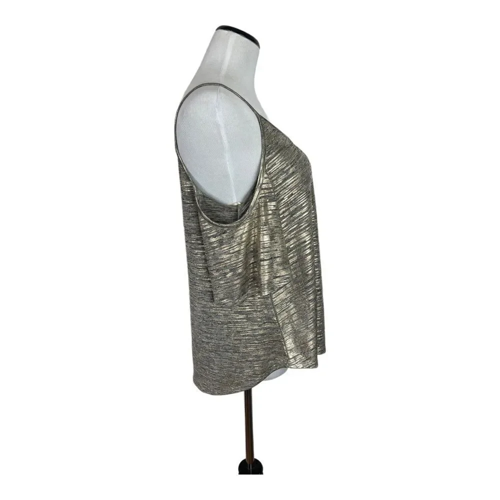 Bar lll Women’s Sz L Off The Shoulder Top Gold Silver Blouse Sexy Holiday Party